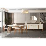 Doressa Odern Modern Yemek Odası Takımı MDF Malzemeden Açılır Dikdörtgen Masa 6 Sandalyeli - Krem