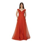 DORİDORCA 3038 Yaka Drapeli Organze Nişanlık Abiye