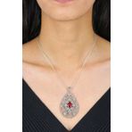 Dorika Model Rose Ve Altın Yaldızlı Gümüş Kolye