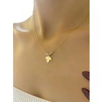 Dorika Sade Zarif Şık Çınar Yaprağı Altın Kolye 14 Ayar