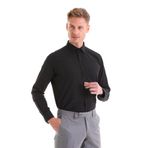 Dormen Classics Kolay Utulenebilir Slim Fit Dar Kesim Klasik Yaka Cepsiz Erkek Gomlek Sıyah