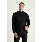 Dormen Classics Regular Fit Geniş Kesim Klasik Yaka Cepli Erkek Gömlek Siyah