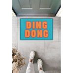 Dormot Dekoratif Dijital Paspas Kişiye Özel Tasarım DING DONG Mavi Kapı Önü Paspası 70x45cm