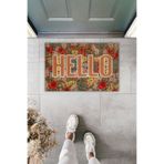 Dormot Dekoratif Dijital Paspas Kişiye Özel Tasarım Hello Renkli Çiçekli Varyasyon Kapı Önü Paspas 70x45cm