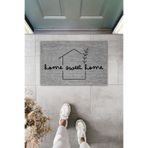 Dormot Dekoratif Dijital Paspas Kişiye Özel Tasarım Home Sweet Home Gri Kapı Önü Paspası 70x45cm