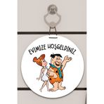 Dormot Dijital Baskı Beyaz, Standart, Çakmaktaşlar Evimize Hoşgeldiniz Temalı, Kapı süsü, Duvar Süsü