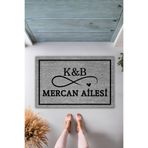 Dormot Home Modern Dijital Paspas - Gri Kişiye Özel Baş Harf ve Soyisim - Kapi onu Paspasi