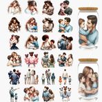 Dorsbaby 24pcs Aile Suluboya UV DTF Kupası Wrap, UV DTF Kupası Sarar 16 Oz, Gözlük, Masalar, Sandalyeler, Bilgisayarlar, Yüksek Viskoziteli UV DTF Transfer Kağıdı