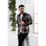 Dorss Slimfit Çift Cepli Ekoseli Erkek Oduncu Gömlek - L - Bordo