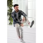 DORSS SLİMFİT ÇİFT CEPLİ EKOSELİ ERKEK ODUNCU GÖMLEK MAVİ XXL