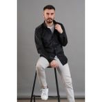 Dorss Slimfit Erkek Ince Fitilli Kadife Gömlek - Siyah