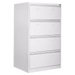 Dört Geniş Çekmeceli Metal Kartoteks Askılı Dosya Dolabı 84*62*133H - Açık Krem