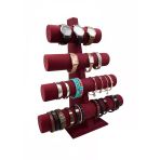 Dört Kademeli Süet Kumaş Bordo Renk 38/34 Cm Bileklik-Saat Sergileme Standı