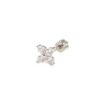 DÖRT TAŞLI ÇİÇEK GÜMÜŞ TRAGUS PIERCING - RODYUM BEYAZ
