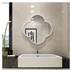 Dört yapraklı Yonca Şekilli Metal Dekoratif Duvar Aynası Makyaj HD Banyo Yatak Odası Oturma Odası Giriş Dekorasyon Beyaz 40 CM