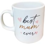 Dörtel Tedarik “best Mum Ever” Mottolu Yaldız Baskılı Porselen Kupa - Beyaz
