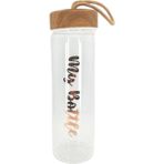 Dörtel Tedarik My Bottle 550 ML Gold Bambu Kapaklı Borosilikat Cam Matara - Altın