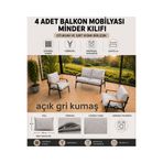 DORUK HOME Doruk açık gri balkon mobilyası minder kılıfı 55x100cm 4 oturumlu minder kılıfı