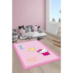 Doruklar Home Collection Kaymaz Taban Makinada Yıkanabilir Dijital Baskı Hello Kitty Desenli Çocuk Odası Halısı Dot Taban Halı - Renkli - 200 x 300 cm