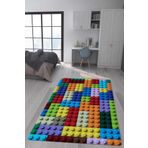 Doruklar Home Collection Kaymaz Taban Makinada Yıkanabilir Dijital Baskı LEGO Desenli Genç Halısı Dot Taban Halı