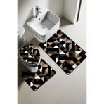 Doruklar Home Collection Modern Desenli Dijital Baskı 3’lü Banyo Paspas Takımı Yıkanabilir Kaymaz Tabanlı Klozet Takımı KLZ0016 - Renkli