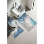 Doruklar Home Collection Modern Desenli Dijital Baskı 3’lü Banyo Paspas Takımı Yıkanabilir Kaymaz Tabanlı Klozet Takımı KLZ0023 - Renkli