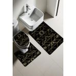 Doruklar Home Collection Modern Desenli Dijital Baskı 3’lü Banyo Paspas Takımı Yıkanabilir Kaymaz Tabanlı Klozet Takımı KLZ0050 - Renkli