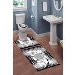 Doruklar Home Collection Yıkanabilir Kaymaz Tabanlı Dekoratif Desenli 3 Lü Klozet Takımı Banyo Paspas Seti