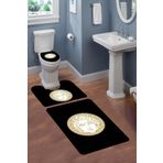 Doruklar Home Collection Yıkanabilir Kaymaz Tabanlı Modern Desenli 3'lü Klozet Takımı Banyo Paspas Seti APL03