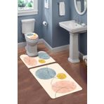 Doruklar Home Collection Yıkanabilir Kaymaz Tabanlı Modern Desenli 3'lü Klozet Takımı Banyo Paspas Seti