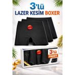 Dorya 3’lü Kadın Lazer Kesim Boxer Siyah Beyaz Ten Karışık Dikişsiz Yüksek Bel Esnek Külot - M - L