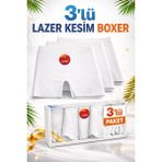 Dorya 3’lü Kadın Lazer Kesim Boxer Siyah Beyaz Ten Karışık Dikişsiz Yüksek Bel Esnek Külot - S - M