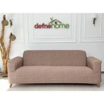 Döşemelik Kumaş Düz Keten Lastikli 3 Kişilik 1 Adet Büyük Kanepe Örtüsü - 180 x 230 cm - Sütlü Kahve