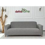 Döşemelik Kumaş Düz Keten Lastikli Kayma Yapmayan 3311 Takım Koltuk Örtüsü - Gri - 230 x 180 cm