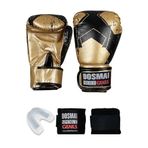 Dosmai Tabea Boks Kick Boks Muay Thai Eldiveni Seti Boks Eldiveni Bandaj Ve Dişlik 3’lü Set (BEJ, 12 Oz)