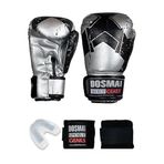 Dosmai Tabea Boks Kick Boks Muay Thai Eldiveni Seti Boks Eldiveni Bandaj Ve Dişlik 3’lü Set (GRİ, 10 Oz)