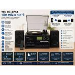 Dosound Tr-18 Ahşap Hoparlörlü Pikap Çalar Kaset Cd Bluetooth Usb Sd Müzik Sistemi