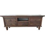 Dosswood Masif Ahşap Tv Ünitesi Zember - Antrasit - Ceviz - Ceviz,55×40×150