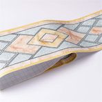 Dostear Peel and Stick Duvar Kağıdı Bordürü Kendinden Yapışkanlı Duvar Bordürü Çıkartması Ev Tavan Dekoratif Bordür Banyo Oturma Odası Mutfak Mavi Elmas 10,6 x 500 cm