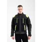 Dot Cycle 4 Mevsim Ce Onaylı Korumalı Motosiklet Montu Çıkarılabilir Kapitone Astarlı - 2XL - Siyah - Sarı