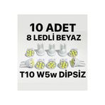Doth T10 W5w Dipsiz 8 Ledli BEYAZ Park Tavan Plaka Ampulü Uyumlu