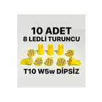 Doth T10 W5w Dipsiz 8 Ledli TURUNCU Park Tavan Plaka Ampulü Uyumlu