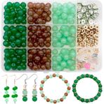 Dotilili Yeşil yuvarlak cam boncuklar, el işi için, 8 mm takı taşları, altın stras metal boncuklar, mesafe tutucu, charm, kristaller, değerli taşlar, dizmek için, kendin yap bileklik, kolye için