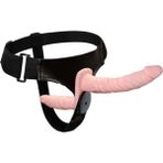 Double Heads Belden Bağlamalı Titreşimli Strapon Vibratör Penis - Ten