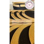Double Knot Design 13 Prç Amerikan Servis Seti Supla Hediyelik Hasır Jüt Tress Yemek Masası Davet - Siyah - Krem - 33 x 33 cm