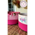 Double Knot Design 2li Oyuncak Sepeti Kırmızı, Çocuk Odası, Bebek Odası, Oda Aksesuarları - Pembe