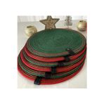 Double Knot Design 5 Parça Yeni Yıl Supla Amerikan Servis Seti Hasır Jüt Tress Hediyelik