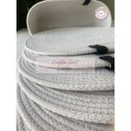 Double Knot Design 7 Prç Amerikan Servis Seti Supla Hediyelik Hasır Jüt Tress Yemek Masası Davet - 33 x 33 cm - Beyaz