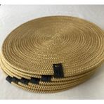 Double Knot Design 7 Prç Amerikan Servis Seti Supla Hediyelik Hasır Jüt Tress Yemek Masası Davet - 33 x 33 cm - Gold