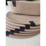 Double Knot Design 7 Prç Amerikan Servis Seti Supla Hediyelik Hasır Jüt Tress Yemek Masası Davet - 33 x 33 cm - Krem